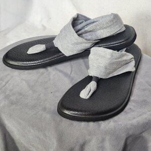Sanuk Grey Black Ella Slip On Cushion Insole Stretch Fabric Yoga Sling Sandal 7
